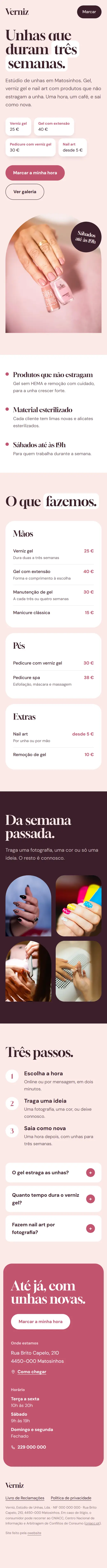 Página de Verniz, no telemóvel